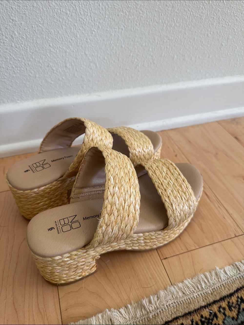 NOBO Braided Tan Platform Slide Sandals